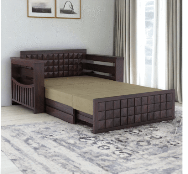 2 SEATER WALNUT SOFA CUM BED SHEESHAM WOOD