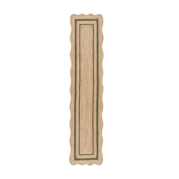 Evie Hand Braided Jute Scallop Green Runner