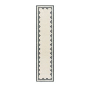 Matilda Blue Scallop Border Handwoven Wool Runner
