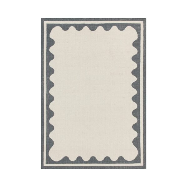 Matilda Blue Scallop Border Handwoven Wool Rug